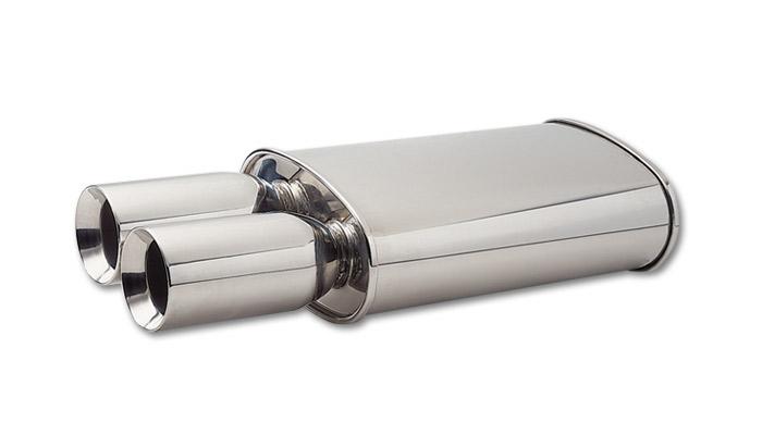 Vibrant Performance | STREETPOWER Oval Muffler w/ Dual 3.5" Round Tips (2.5" inlet)