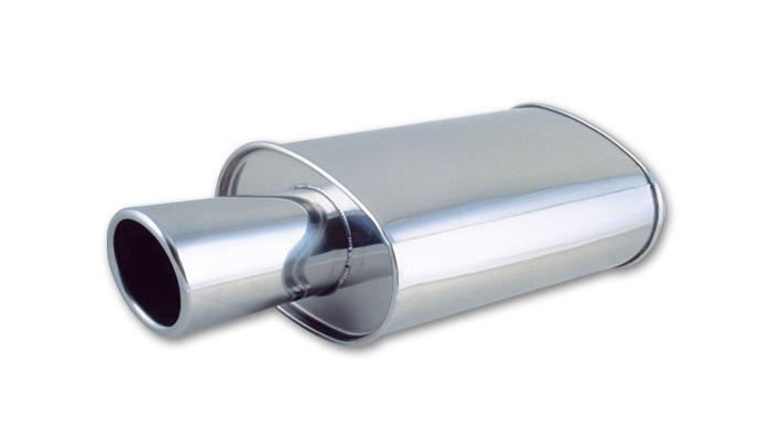 Vibrant Performance | STREETPOWER Oval Muffler w/ 4" Round Angle Cut Tip (2.5" inlet)