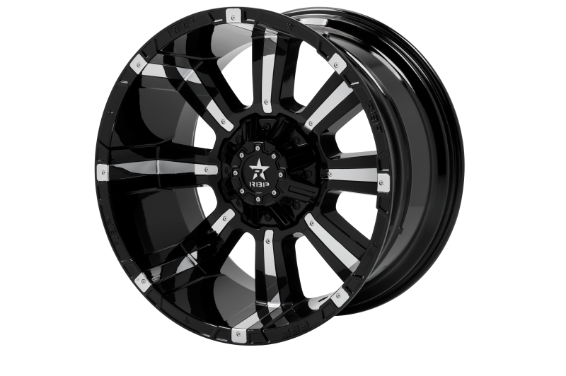 RBP 94R 22x12 6x139.7 BP / 4.75 BS -44mm Offset 78mm CB (Hub Centric) Black w/Chrome Inserts Wheel