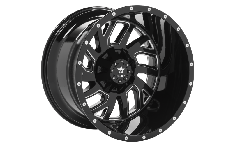 RBP 65R Glock 22x14 6x139.7 BP / 4.5 BS / -76mm Offset 78mm CB Gloss Black w/Machined Grooves Wheel