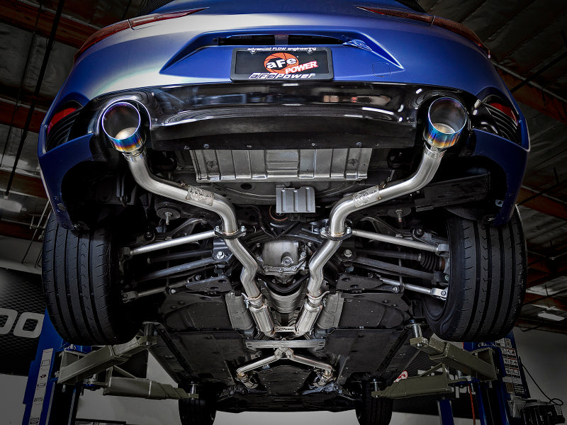 aFe POWER Takeda 2.5in 304 SS CB Exhaust w/ Blue Flame Tips 17+ Infiniti Q60 V6-3.0L (tt)