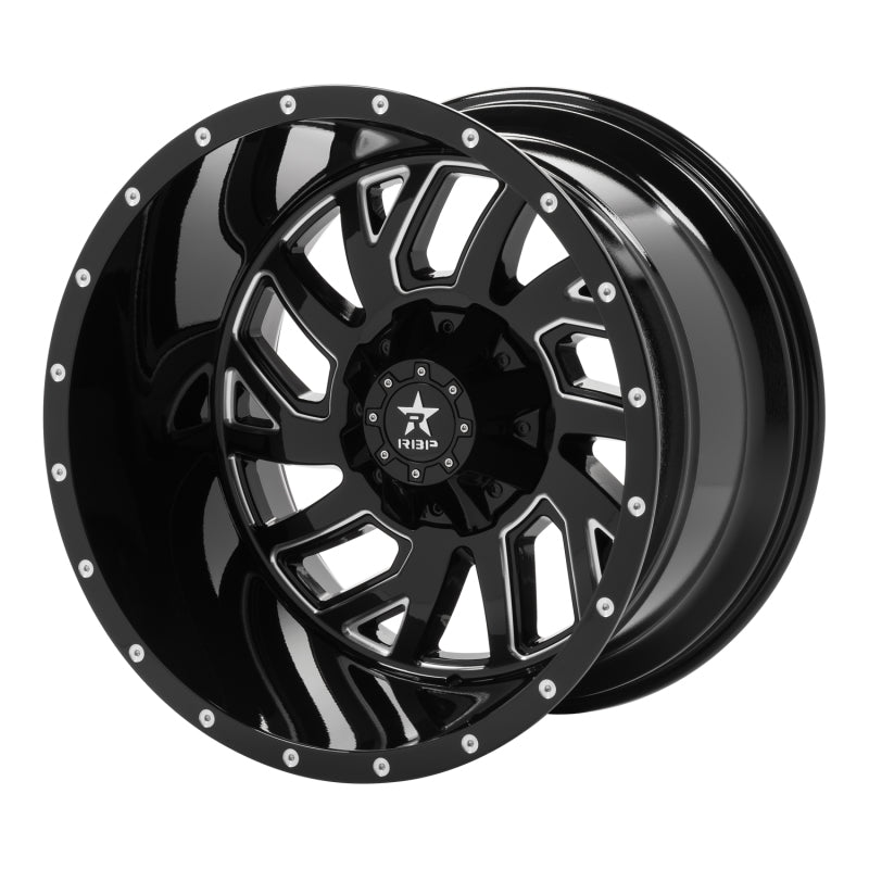 RBP 65R Glock 22x14 6x139.7 BP / 4.5 BS / -76mm Offset 78mm CB Gloss Black w/Machined Grooves Wheel