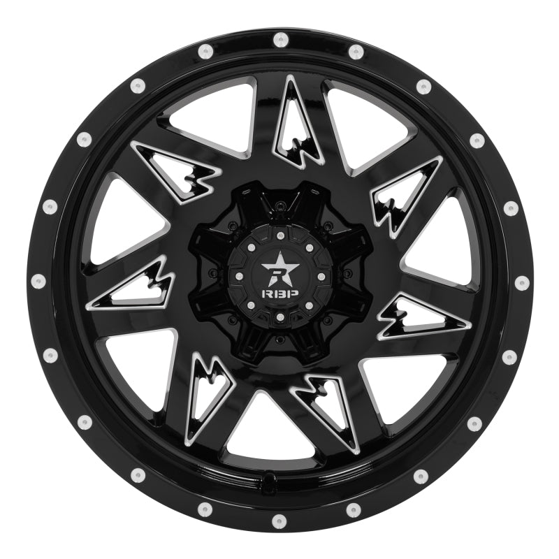 RBP 71R Avenger 20x10 6x139.7 BP / 6 BS / 10mm Offset 78mm CB Gloss Black w/Machined Grooves Wheel