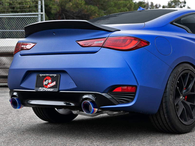 aFe POWER Takeda 2.5in 304 SS Axle-Back Exhaust w/ Blue Flame Tips 17+ Infiniti Q60 V6-3.0L (tt)