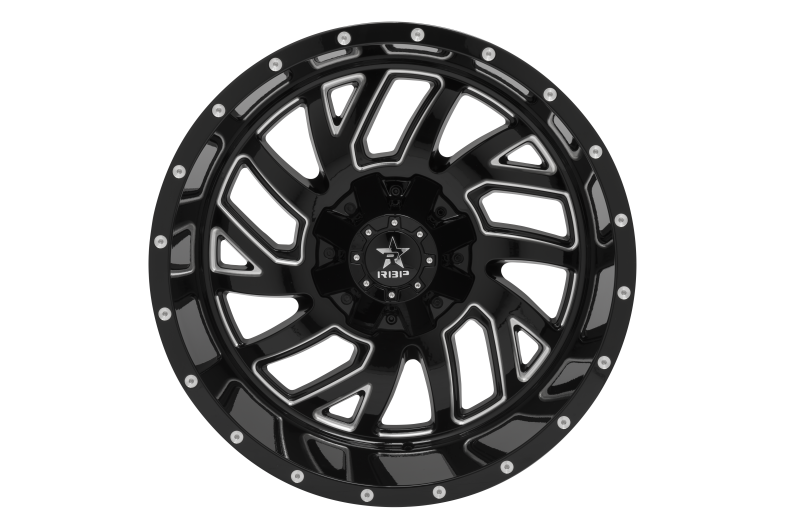 RBP 65R Glock 22x12 6x139.7 BP / 4.75 BS / -44mm Offset 78mm CB Gloss Black w/Machined Grooves Wheel