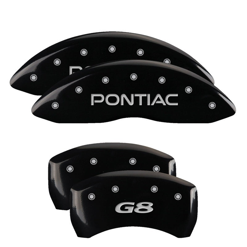 MGP 4 Caliper Covers Engraved Front & Rear MGP Black finish silver ch