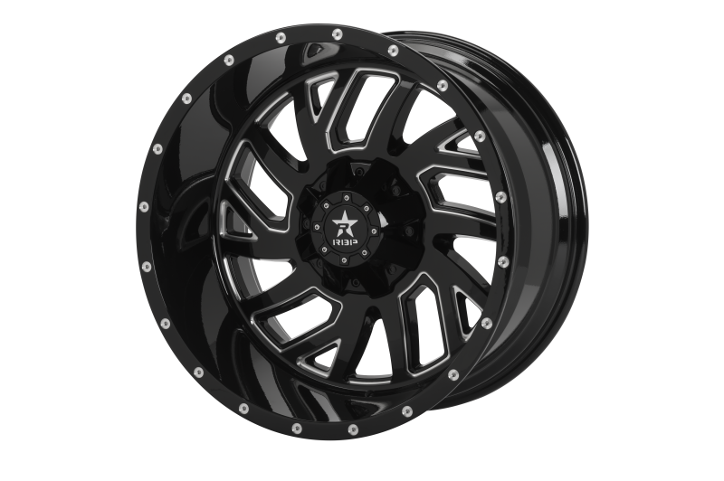 RBP 65R Glock 22x12 6x139.7 BP / 4.75 BS / -44mm Offset 78mm CB Gloss Black w/Machined Grooves Wheel