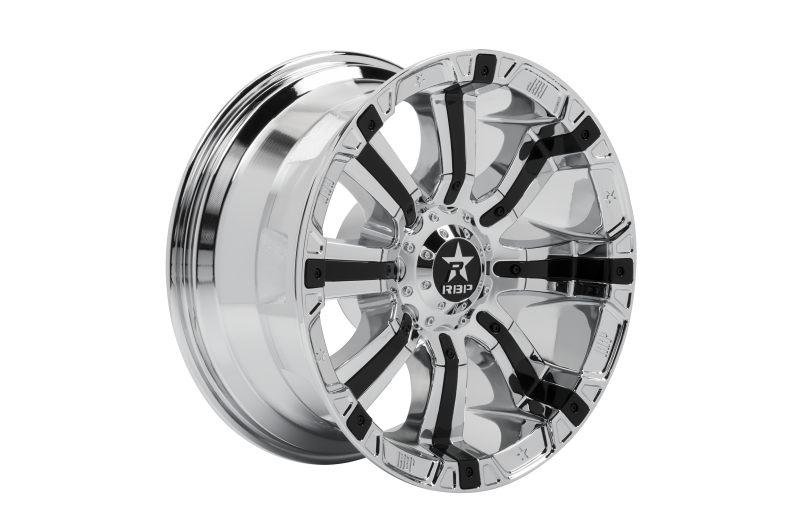 RBP 94R 20x10 6x139.7 BP / 6 BS 10mm Offset 78mm CB (Hub Centric) Chrome w/Black Inserts Wheel