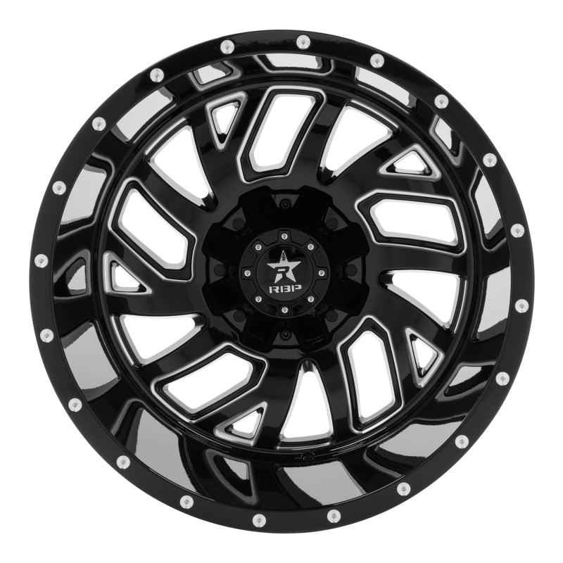 RBP 65R Glock 22x14 6x139.7 BP / 4.5 BS / -76mm Offset 78mm CB Gloss Black w/Machined Grooves Wheel