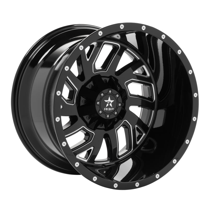 RBP 65R Glock 22x14 6x139.7 BP / 4.5 BS / -76mm Offset 78mm CB Gloss Black w/Machined Grooves Wheel