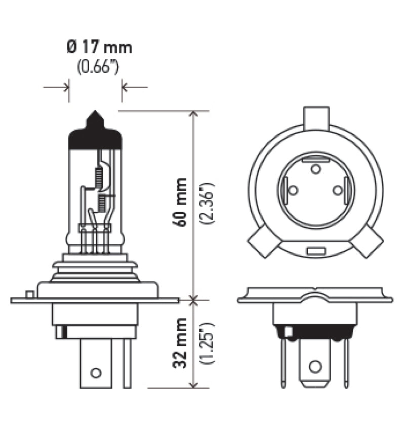 Hella H4 9003 12V 60/55W Hella High Performance Xenon Bulb (Pair)