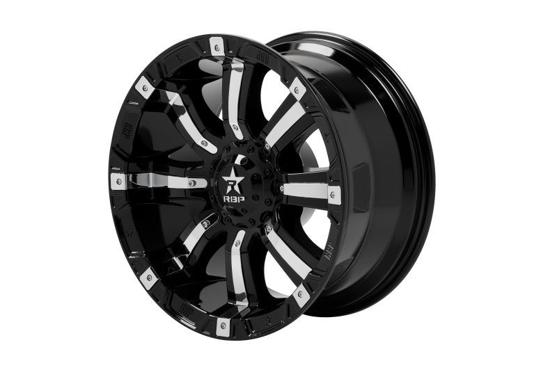 RBP 94R 20x10 6x139.7 BP / 6 BS 10mm Offset 78mm CB (Hub Centric) Black w/Chrome Inserts Wheel