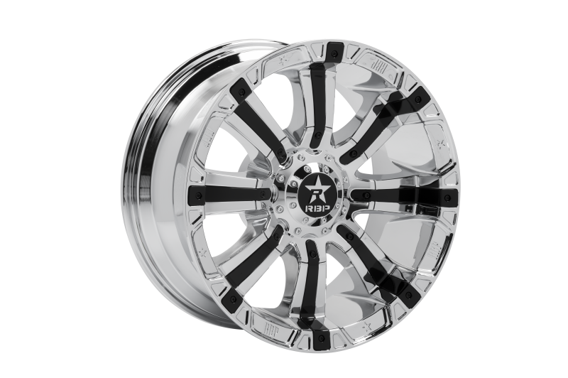 RBP 94R 20x10 6x139.7 BP / 6 BS 10mm Offset 78mm CB (Hub Centric) Chrome w/Black Inserts Wheel