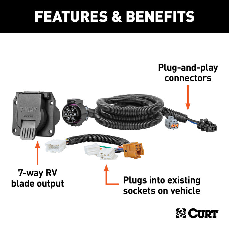Curt 05-19 Nissan Pathfinder Custom Wiring Connector (7-Way RV Blade Output)
