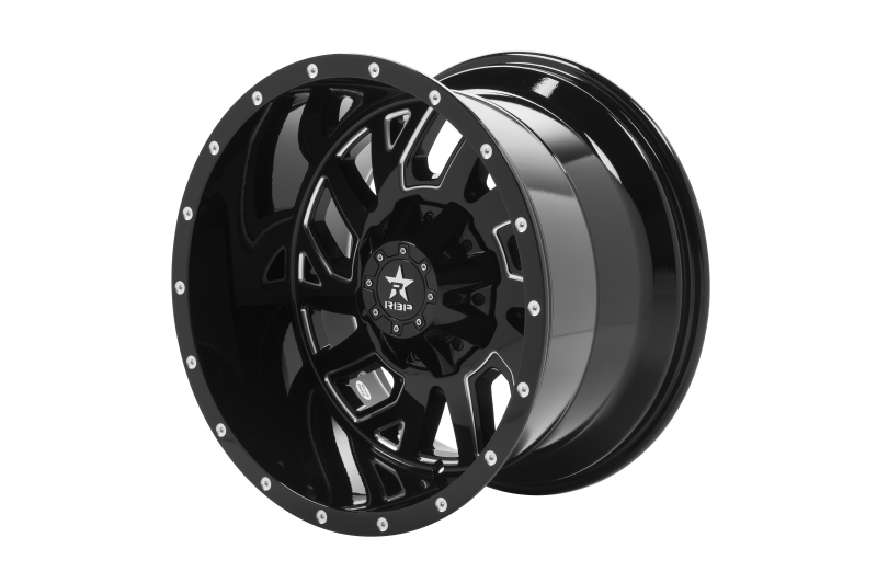 RBP 65R Glock 20x12 6x139.7 BP / 4.75 BS / -44mm Offset 78mm CB Gloss Black w/Machined Grooves Wheel