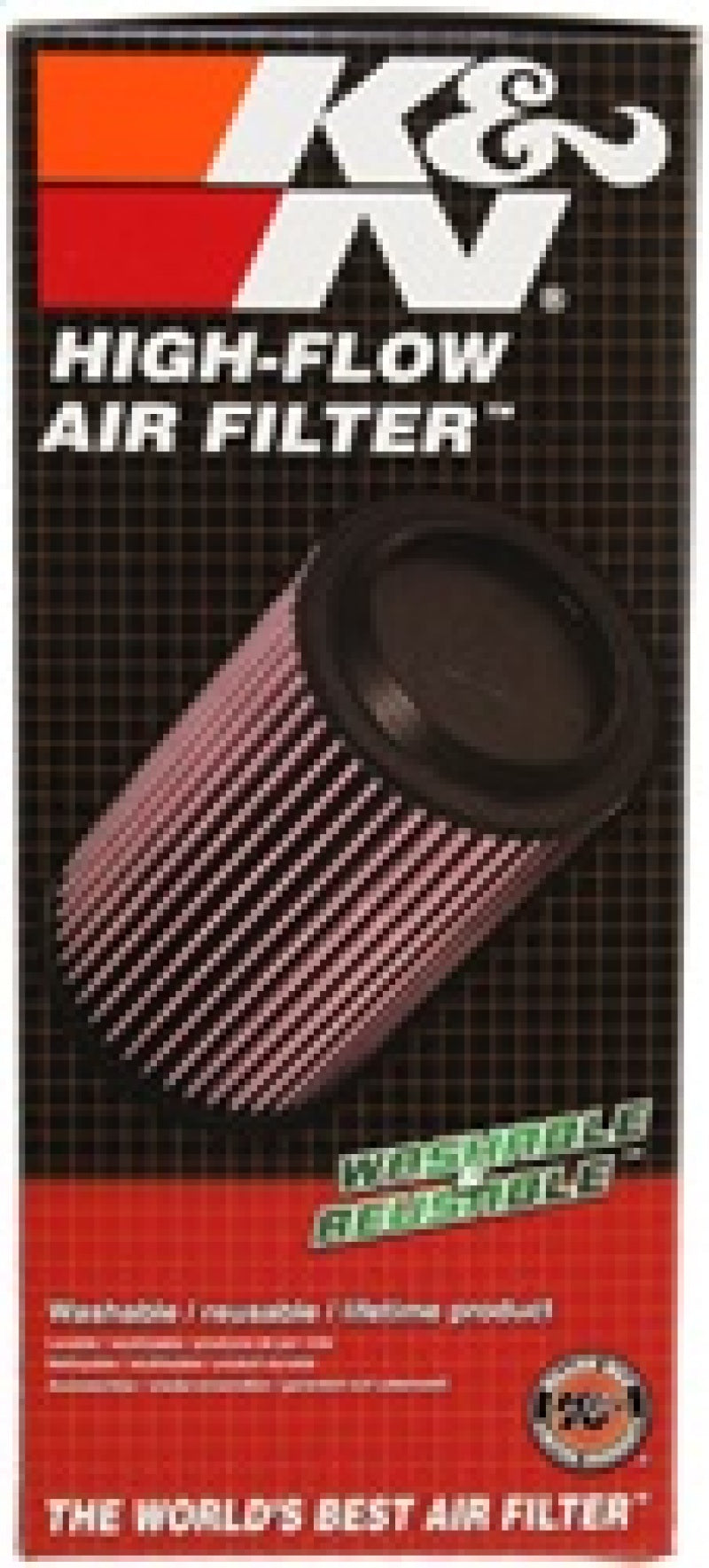 K&N Universal Filter 3.188in Flange ID x 4.5in Side A Length x 3.25in Side C Length x 11.37in Height