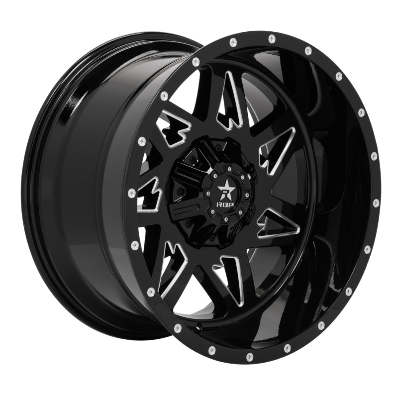 RBP 71R Avenger 22x12 6x139.7 BP / 4.75 BS / -44mm Offset 78mm CB Gloss Black Machined Grooves Wheel