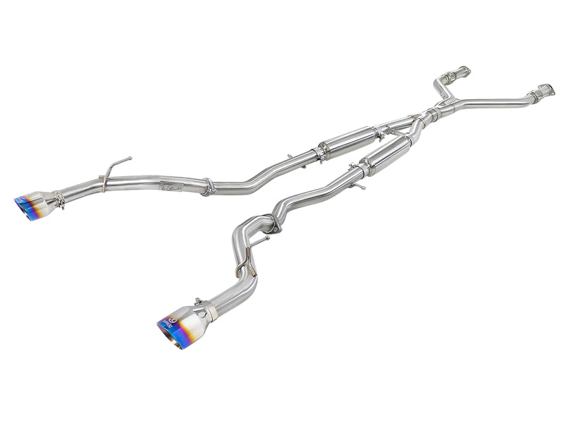 aFe POWER Takeda 2.5in 304 SS CB Exhaust w/ Blue Flame Tips 17+ Infiniti Q60 V6-3.0L (tt)