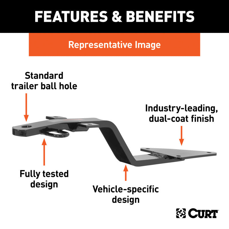 Curt 90-92 Nissan Stanza Sedan Class 1 Fixed-Tongue Trailer Hitch w/3/4in Trailer Ball Hole BOXED