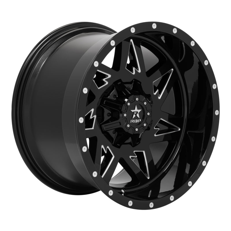 RBP 71R Avenger 20x10 6x139.7 BP / 6 BS / 10mm Offset 78mm CB Gloss Black w/Machined Grooves Wheel