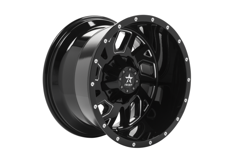 RBP 65R Glock 20x12 6x139.7 BP / 4.75 BS / -44mm Offset 78mm CB Gloss Black w/Machined Grooves Wheel