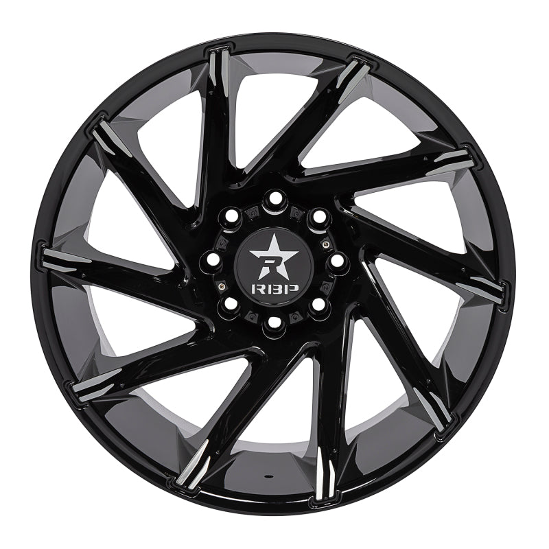 RBP 77R Spike 20x10 6x139.7 BP / 5.5 BS / 0mm Offset 78mm CB Gloss Black w/Machined Accent Wheel