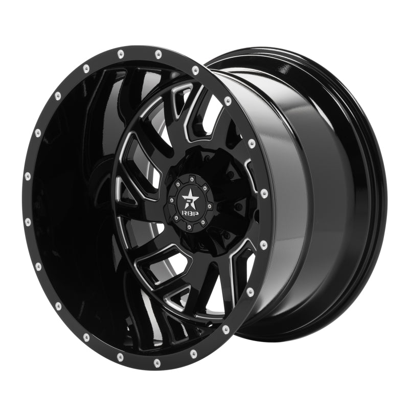 RBP 65R Glock 22x14 6x139.7 BP / 4.5 BS / -76mm Offset 78mm CB Gloss Black w/Machined Grooves Wheel