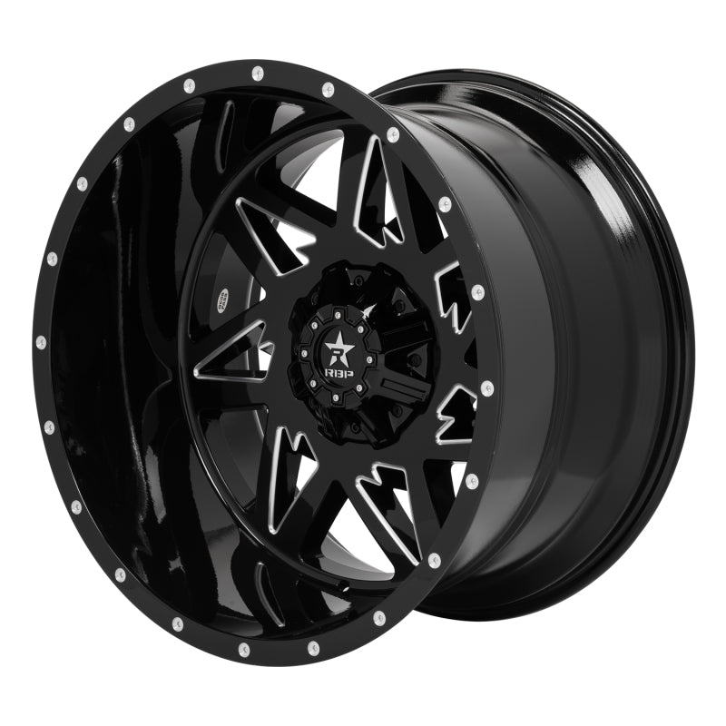 RBP 71R Avenger 24x14 6x139.7 BP / 4.5 BS / -76mm Offset 78mm CB Gloss Black Machined Grooves Wheel