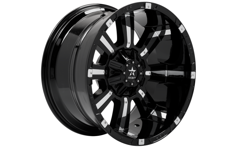 RBP 94R 22x12 6x139.7 BP / 4.75 BS -44mm Offset 78mm CB (Hub Centric) Black w/Chrome Inserts Wheel