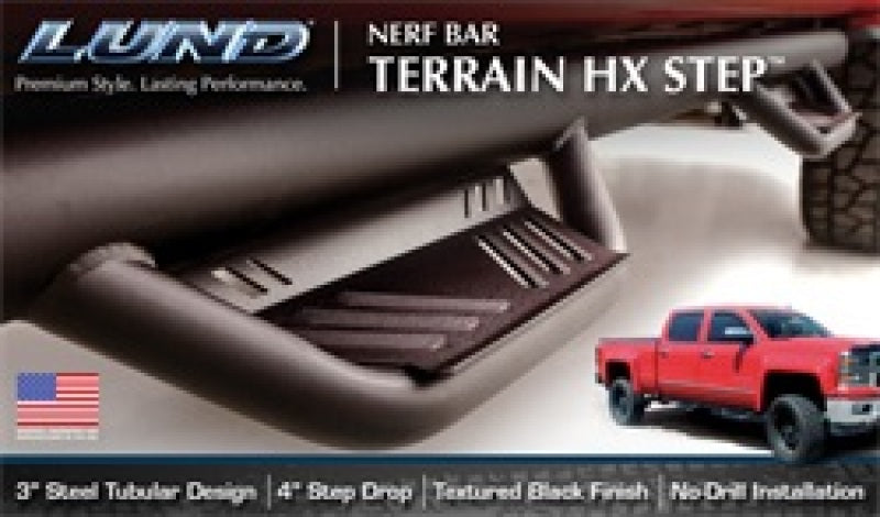 Lund 04-17 Nissan Titan King Cab Terrain HX Step Nerf Bars - Black